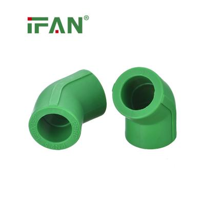 China Anti-corrosion IFAN Korea Hyosung Raw Materials 20-110mm Green PPR Pipe Fittings 45 Degree Elbow PPR Plastic Fitting for sale