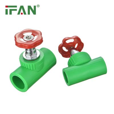 China General IFAN PN25 Green Korea Hyosung Materials 20-160mm Red Wheel Handle PPR Pipe Fittings 25mm PPR Stop Valve for sale