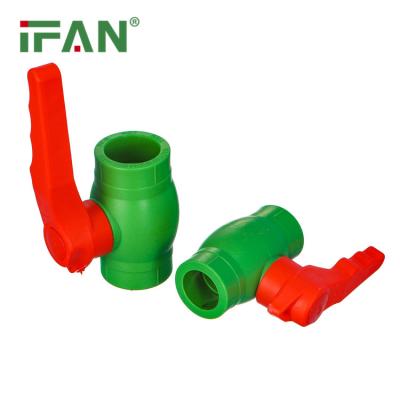 China General IFAN 90mm PPR Ball Valve 20-110mm Iron Core PN25 Red Long Handle PPR Ball Valve for sale