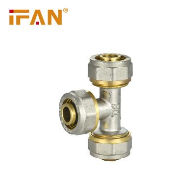 China Anti-corrosion IFAN Custom PEX Brass Compression Fittings 20-32mm Equal Tee PEX Al PEX Pipe Fittings for sale