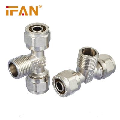 China Anti-corrosion IFANPlus Floor Heating System 16-20mm Female Male Thread Tee Brass PEX Pipe Fittings for sale