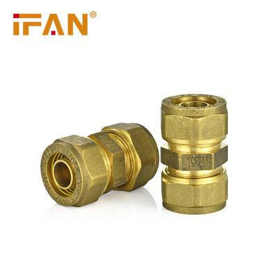 China Anti-corrosion IFAN PEX Fittings Brass 20-32mm Equal Coupling Socket Brass Compression PEX Pipe Fittings for sale