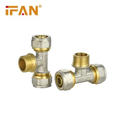 China Anti-corrosion IFAN Floor Heating System PEX Al PEX Fitting 1/2-1 Inch Male And Female Tee Brass PEX Pipe Fittings for sale