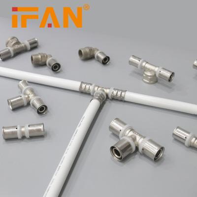 China Anti-corrosion IFAN PEX Pipe Fittings 20-32mm Male Female Thread Tee Elbow Socket PEX Brass Press Fittings for sale