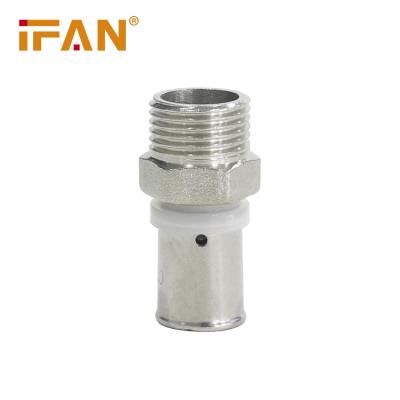 China Anti-corrosion IFAN Plumbing System PEX Fittings Male Thread Socket 16-32mm Brass PEX Press Fittings for sale