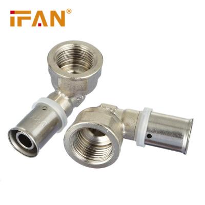 China Anti-corrosion IFAN Custom PEX Brass Press Fittings 16-32mm Female Thread Elbow PEX Press Fitting for sale