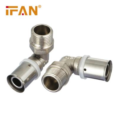 China Anti-corrosion IFAN Factory OEM 20-32mm Male Thread Elbow Brass PEX Press Fitting for sale