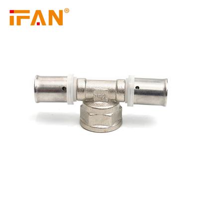 China Anti-corrosion IFAN Underfloor Heating Press Pipe And Fitting PEX 20-32mm Female Thread Tee Brass PEX Fittings for sale