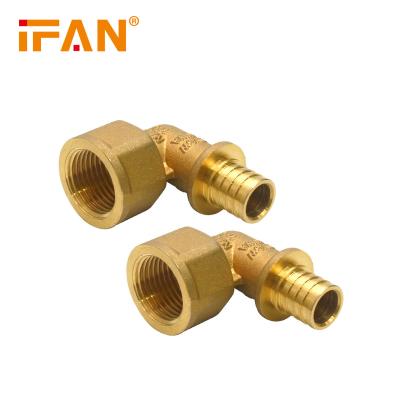 China Anti-corrosion IFAN Wholesale High Quality Brass Slide Fittings 16-25mm CW617 Female Thread Elbow PEX Fittings for sale