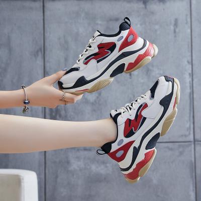 China Fashion Trend Dropshipping Logo Women Thick Bottom Shoes Custom Lady Breathable Lace Up Sneakers Fashion Women's Slip Resistant Shoes for sale