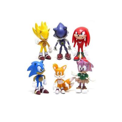 China Cartoon Sonic Toy 6pcs/set Action Number Games Figure Toys For Kids Sonic The Hedgehog PVC Toys for sale