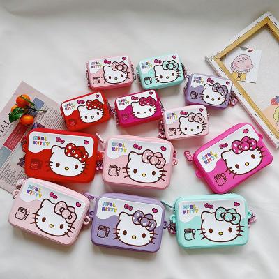 China 2022 New Arrival Toddler Kitty Charms Wallet Pocket Mobile Phone Waterproof Cross Hello - Body Handbag Silicone Kitty Coin Purse Hello For Girl for sale