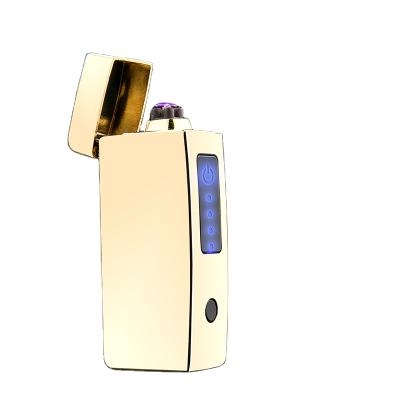 China Custom Windproof Ignition Flameless Usb Rechargeable Plasma Curve Cigar Lighters With Battery Display for sale