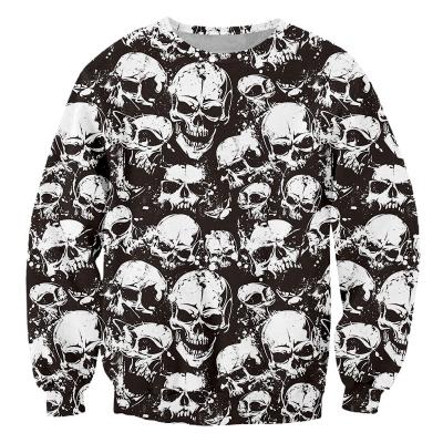 China Anti-wrinkle OEM printed high quality fashion skull pullover polyester hip hop sweatshirts wholesale for sale