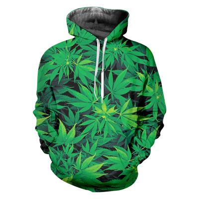 China Anti-wrinkle designer Hoodies 3D copy leaves weed high quality sweatshirt oversized custom hoodie for sale