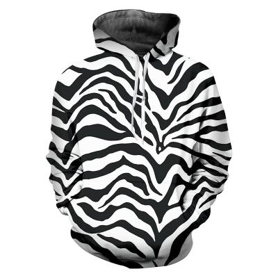 China custom Anti-wrinkle 3D printed oversized comfortable unisex hoodie zebra stripes polyester hoodies for sale