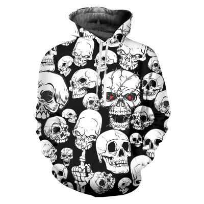 China wholesale anti-wrinkle men and women coiples america size skull hoodie digital printing sweatshirts for sale