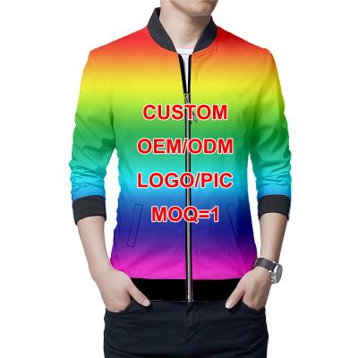 China Breathable Custom Made High Quality Sublimation Printing Logo Bomber Jacket Jacket For Men for sale