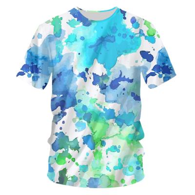 China Anti-Wrinkle Custom Printed Plus Size Top Summer Breathable Tie Dye Printed Spandex Big And Tall Men's T-Shirt for sale