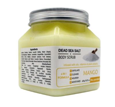 China Exfoliator Fruit Dead Sea Mango Salt Scrub Exfoliating Whitening Face And Body Scrub for sale