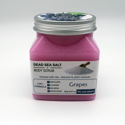 China Promotional Hot Popular Exfoliator Dead Sea Salt Grapes Face New Custom Body Scrub for sale