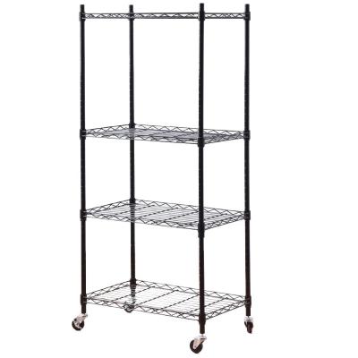 China Adjustable Heavy Duty Steel Organizer Wire Black Shelf Rack Amazon Basics 4 Shelf Viable Kitchen Counter Top Storage Organizer for sale