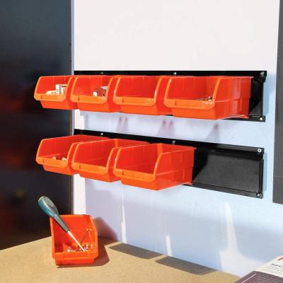 China Orange 8-Bin 2-Tier Wall Mount Garage Storage Bins Rack System Sustainable Tool Organizers Cube Baskets for sale