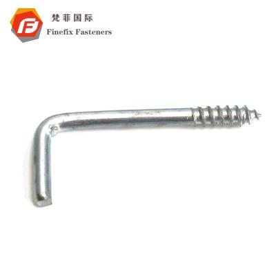 China General industry L type long square bend hook lag screw shoulder hooks wire L pointed door hook L half wood screw for sale