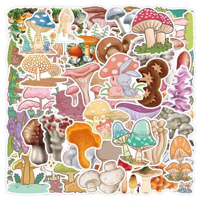 China Waterproof+Eco-friendly 50pcs Waterproof Mushroom Vinyl Die Cut Stickers Decorative For Car Motorcycle Bicycle Luggage Sticker for sale