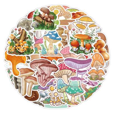 China Waterproof+Eco-friendly 50pcs Cartoon Mushroom Waterproof Vinyl Die Cut Decorative Stickers For Car Motorcycle Bicycle Luggage for sale