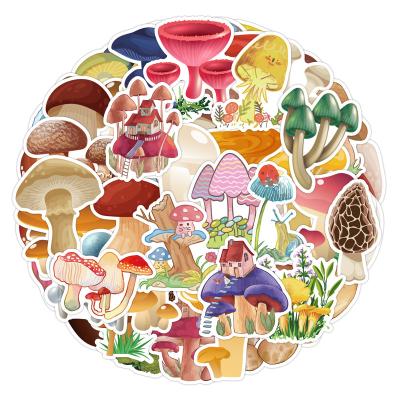 China Waterproof+Eco-friendly 50pcs Cartoon Mushroom Waterproof Vinyl Die Cut Decorative Stickers For Car Motorcycle Bicycle Luggage for sale