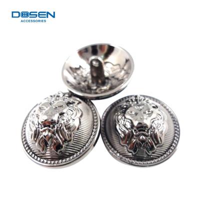 China Hot wholesale black free main logo metal lion nickel alloy dry cleaning sewing buttons for coat for sale