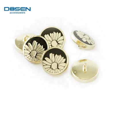 Cina Viable Enamel Fancy Black Floral Flower Paint Gold Clothing Sewing Buttonholes Buttons Sew ON Button For Shirt Jacket in vendita