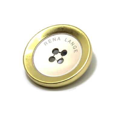 中国 Dry Cleaning Logo Printing Metal Garment Clothing Custom 4 Holes Buttons Shirt Buttons Gold Alloy Buttons For Suit Blazers Black Suit 販売のため