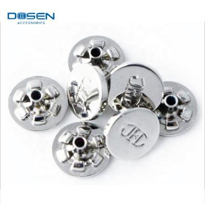 China Shiny Silver Custom Logo Small Round Snaps Metal Snap Press Stud Button For Jacket Shirt Clothing for sale