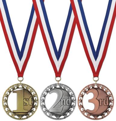 China Ready To Ship 1st 2nd 3rd Award Medals Gold Medals FREE SAMPLE Silver Bronze Medals With Neck Ribbons for sale