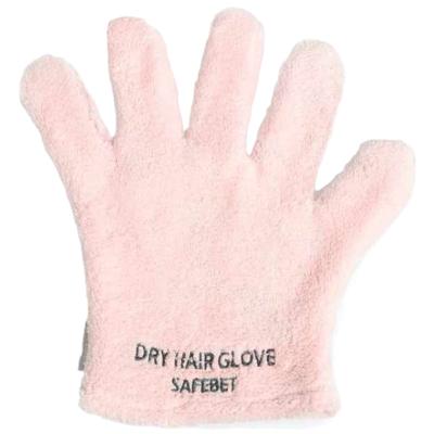 China Drying Hair Changshu Factory Coral Velvet Five Fingers Glove Microfiber Hair Drying Glove for sale