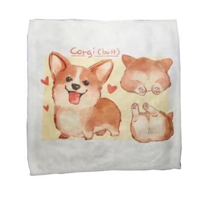 China Compressed China Factory Customized Lovely Dog Digital Printing Square Kids White Microfiber Towels for sale