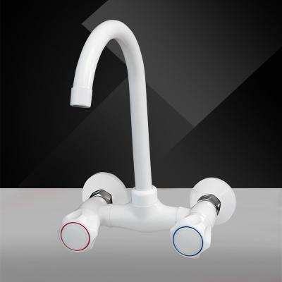 China Thermostatic Faucets Wall Mounted Double Handle Cold And Hot Water Mixing Plastic Faucet for sale