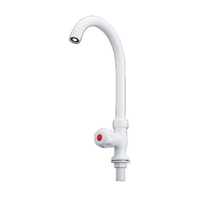 China Modern High Quality Good Prices White Color Deck Mounted Round Single Handle Kitchen Plastic Faucet Cold Water for sale