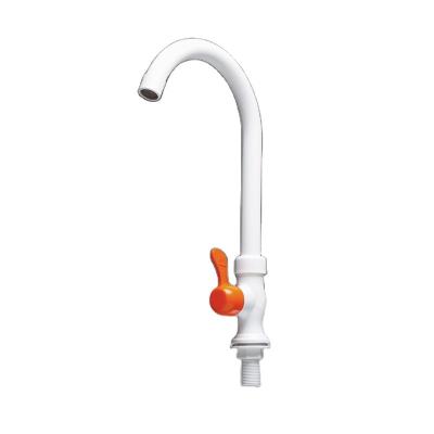 China Thermostatic Faucets White Color Deck Mounted Plastic POM Kitchen Faucet Bathroom Faucet For Cold Water for sale