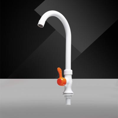 China White Color Thermostatic Faucets Good Prices Deck Mounted Plastic POM Kitchen Faucet For Cold Water for sale