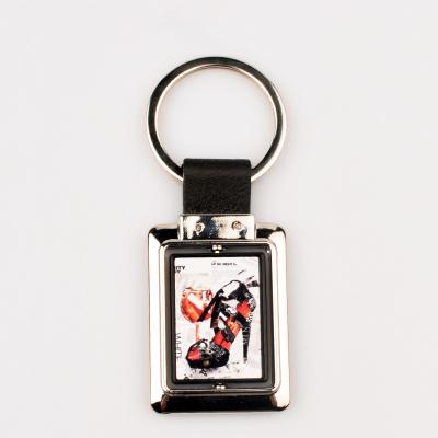 China Promotion Gift New Arrivals Good Quality Sublimation Blank Metal Rotating Key Chain Rectangle Shape Sublimation Key Chain for sale