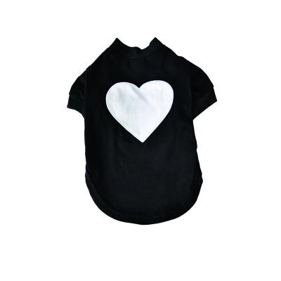 China Toppingsub Durable Warm Comfortable Heart Shaped Black Pet Clothes Sublimation Cotton Dog T-Shirt With S,M,L,XL Size for sale