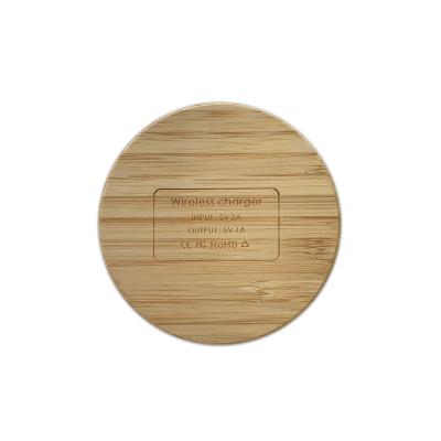 China Wireless Charger Stand Qi Standard Portable Wireless Bamboo Phone Charging Station Bamboo Wireless Charger for sale