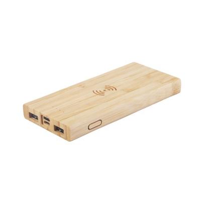 China 2020 Newest Bamboo Material Portable Wireless Bamboo Power Bank For All Mobile Phones With Type-C And Mic Input for sale