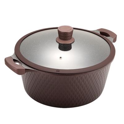 China Sustainable Casserole Stick Pots Non Marble Coating Induction Cooking Pots Cookware Aluminum Casserole With Lid for sale