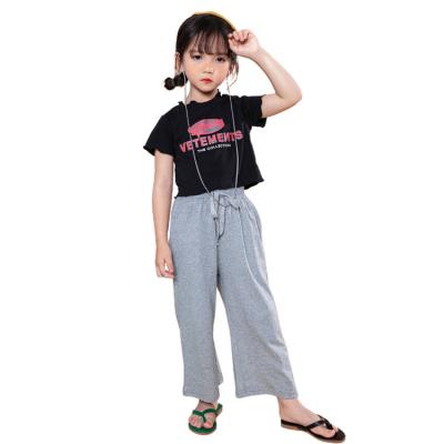 China Color Fade Proof Fashion Cotton Wide Leg Toddler Teen Child Clothes Loose Baby Jeans Pant High Waist Denim Pants 2-14y for sale