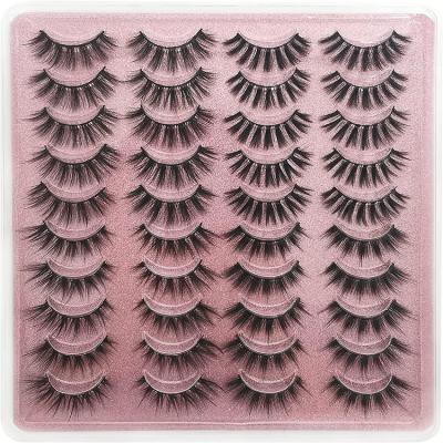 China Wholesale 20 Pairs Comfortable Natural Looking Fluffy False Mink Eyelash Artificial Set 3d False Mink Eyelashes for sale