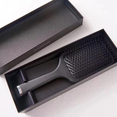 China Custom Logo Detangler Paddle Big Black Paddle Massager Brush for Women Men Salon Long Hair Straighter Comb for sale